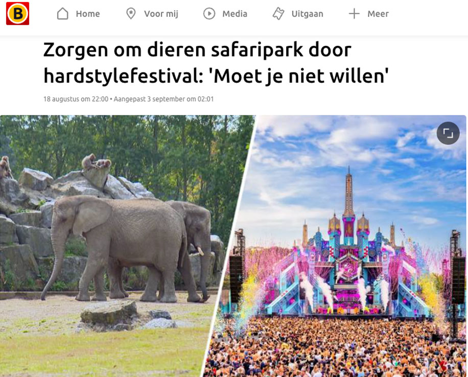 Zorgen om dieren safaripark door hardstylefestival: 'Moet je niet willen'